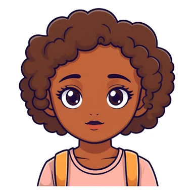 make a  girl with brown skin curly hair big eyes sticker