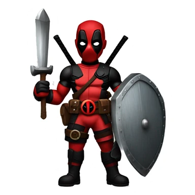 Deadpool holding Viking shield sticker