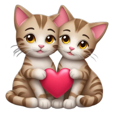 Cuddling tabby cats on Valentine’s Day  sticker