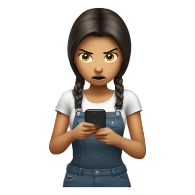 Angry girls using phone sticker