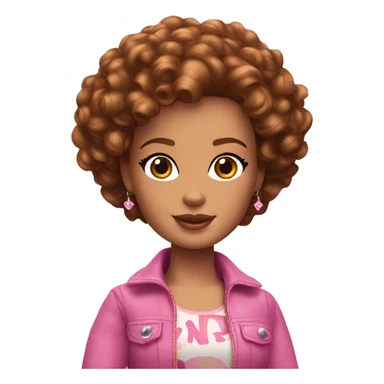 brown curly short hair barbie full body sticker
