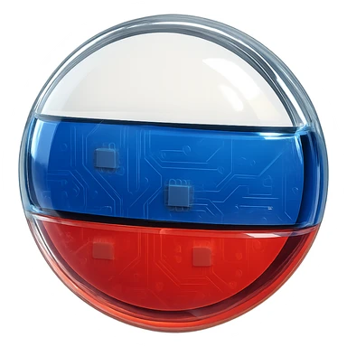 Make the Russia flag in a circular shape look glossy with a shiny reflective effect, keep the background transparent. sticker