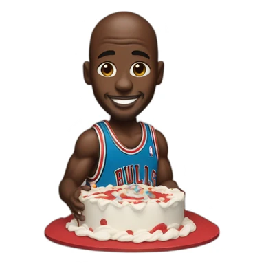Michael Jordan with a birthcake sticker