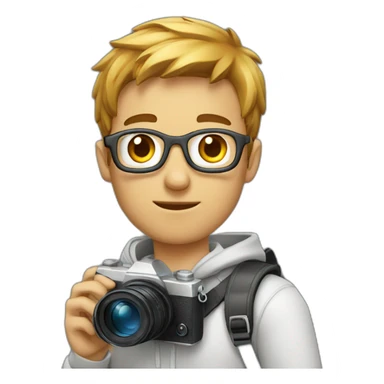 student man with photocamera sticker