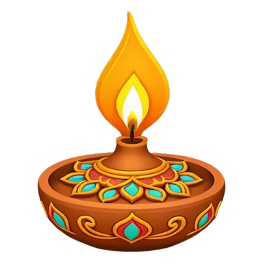 Diwali diya lamp, glowing with light, festive Indian decoration sticker