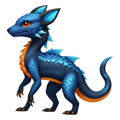Anthropomorphic Scaley Exotic Salandit-Aurorus-Umbreon-Fakémon-hybrid-creature (full body)  sticker