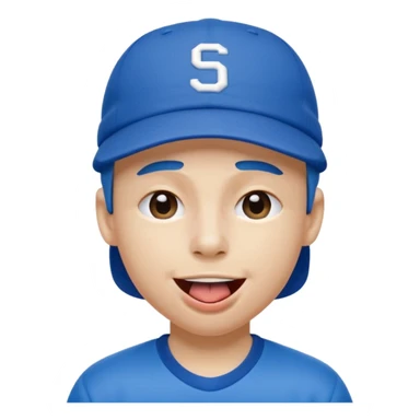 Blue sports hat on his head, one eye closed and tongue out sticker