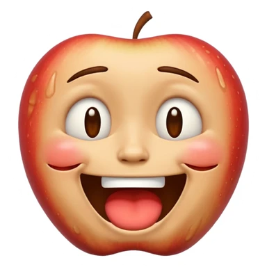Apple style emoji, laugh crying face but looks exhausted and crazy sticker