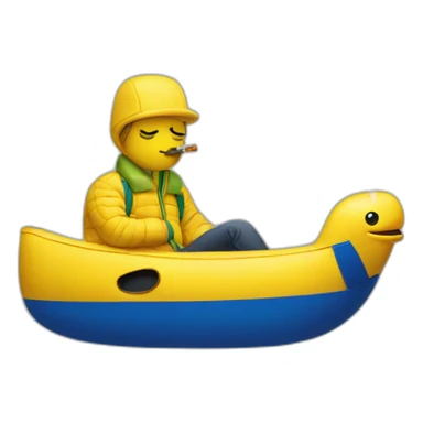 smoker with lacoste yellow puffer sticker