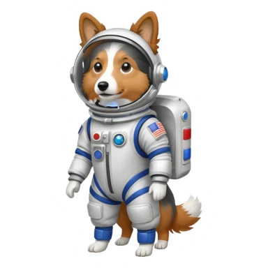 realistic shetland sheepdog tricolor in a space suit without helmet sticker