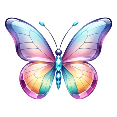 Shiny sparkly transparent colorful pastel glass-crystal-butterfly sticker