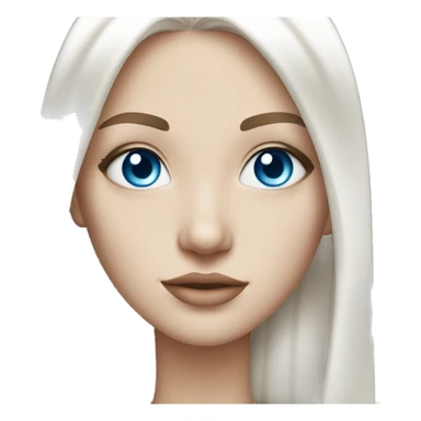 very white girl with very white straight hair, blue eyes, in cool look sticker