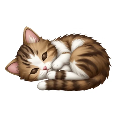 dark brown tabby and white kitten upside down sleeping sticker