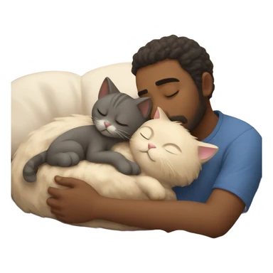Man and cat asleep cute sticker