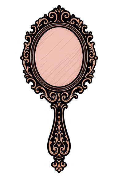 black and pink ornate hand mirror sticker