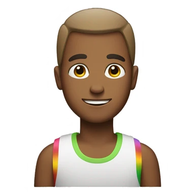 a brown guy with buzz cut hair and a rainbow hat sticker