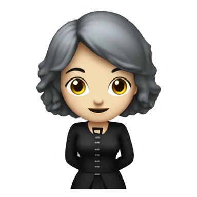 goth older girl with clothed torso showing sticker