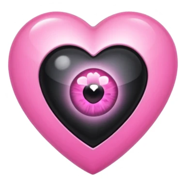 A black heart Gem with a pink eye in the center sticker