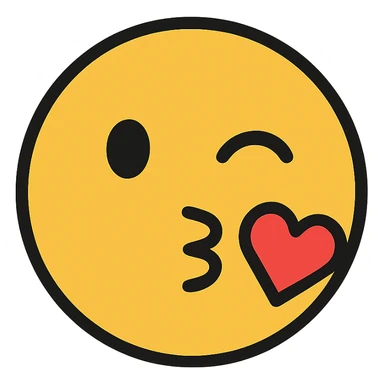 smiley face blowing a kiss and winking sticker