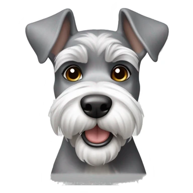 Happy gray and white schnauzer with ears that stick up  sticker
