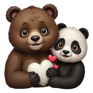 Bear in love with a panda  sticker