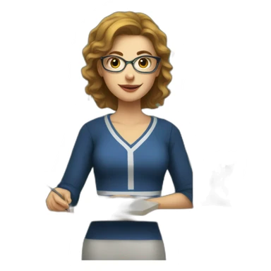 White woman wearing a Greek shirt and writing equations on a chalk board sticker