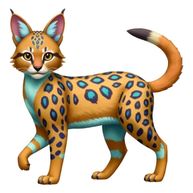 Colorful Bobcat-Caracal-Leopard-Genet-Pokémon-Digimon-Fakémon-fusion-hybrid-creature sticker