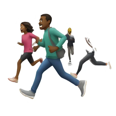 People running from a paris subway sticker
