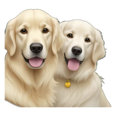 one white golden retriever and one golden retriever sticker