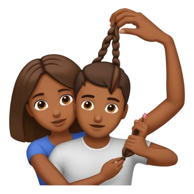 Brown hair guy pulling brown hair girl’s hair from behind sticker
