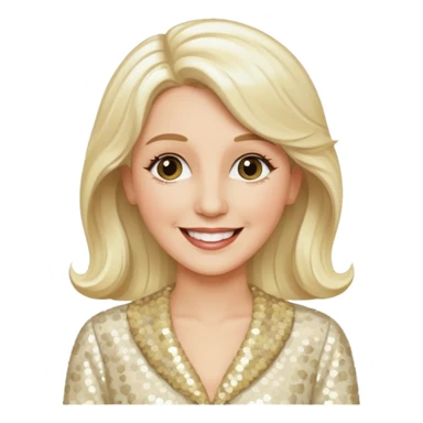 Patty Andrews from The Andrews Sisters with long platinum blonde hair, cream sequin outfit sticker