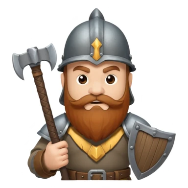 gimli the dwarf, brown beard, gray metal helmet, battle axe, no shield sticker