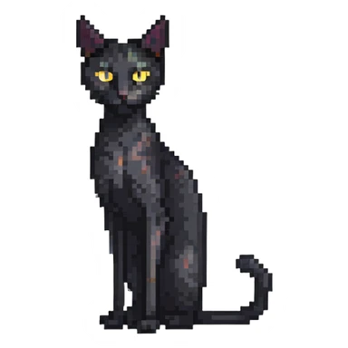 skinny black cat with yellow eyes sticker
