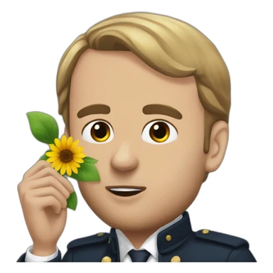 macron-hold-a-flower-in-his-mouth sticker