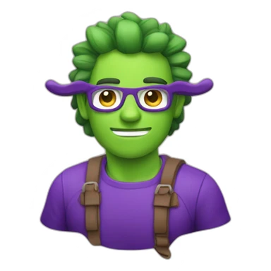 Marciano con cuernos de color verde y morado sticker