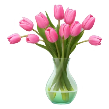Pink tulips in glass vase  sticker