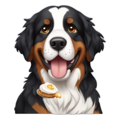 Bernese mountain dog eating meringue sticker