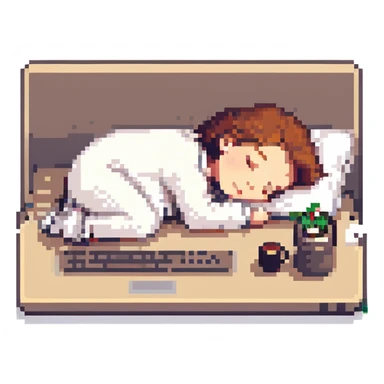 developer asleep at his laptop sticker