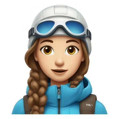Pretty girl brown hair blue eyes Ski  sticker