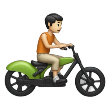 white skin men with short black hair riding a toy bike sticker