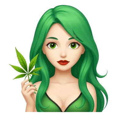 Woman with long green hair protector of weed sexy sticker