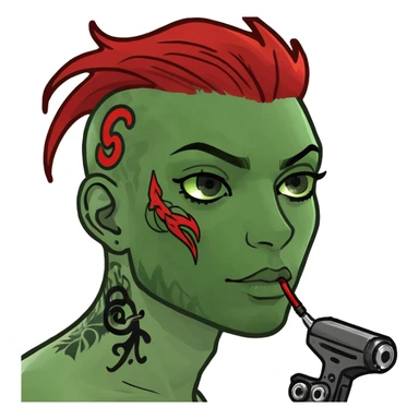 Pink with tattoo machine and red-black hair sticker