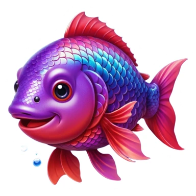 color gradient between red and purple glitter cute happy fish carp sticker