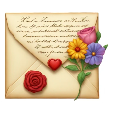 Love letter with flowers and kiss  sticker