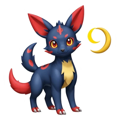 Cute Shiny Guilmon-Quilava-Umbreon-Fakémon-hybrid-creature (full body)  sticker