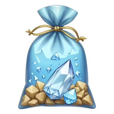 A transparent baggie tied at the top, containing only crushed shards of clear quartz  sticker