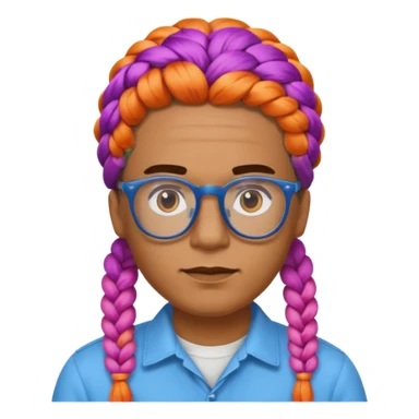 colorful braided hair man with glasses sticker