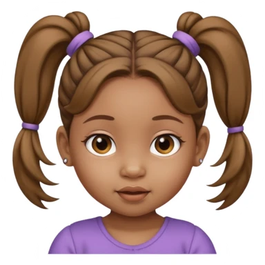 brown baby girl with ponytails hairstyle  sticker
