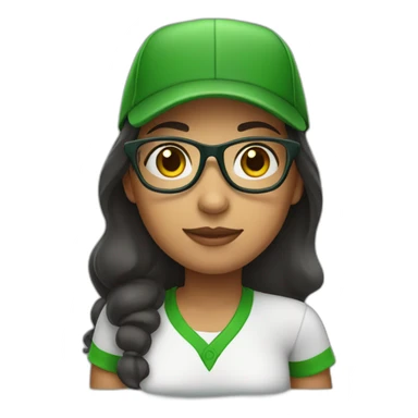 Hispanic girl with glasses and green baseball cap sticker