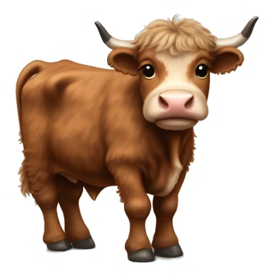 brown fluffy baby scottish cow with a small bow on head sticker